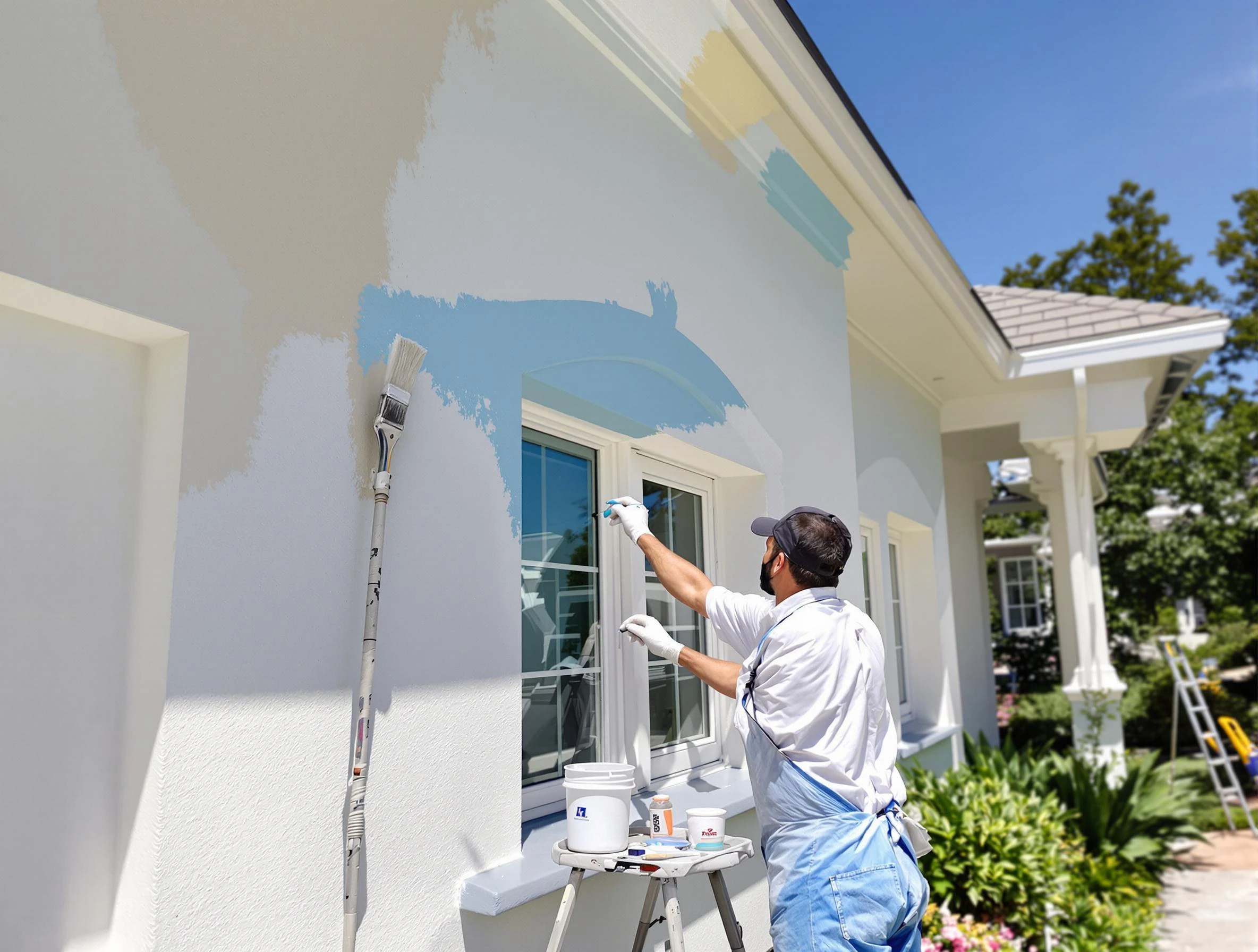 Lyndhurst House Painters professional painting the exterior of a house in Lyndhurst, OH